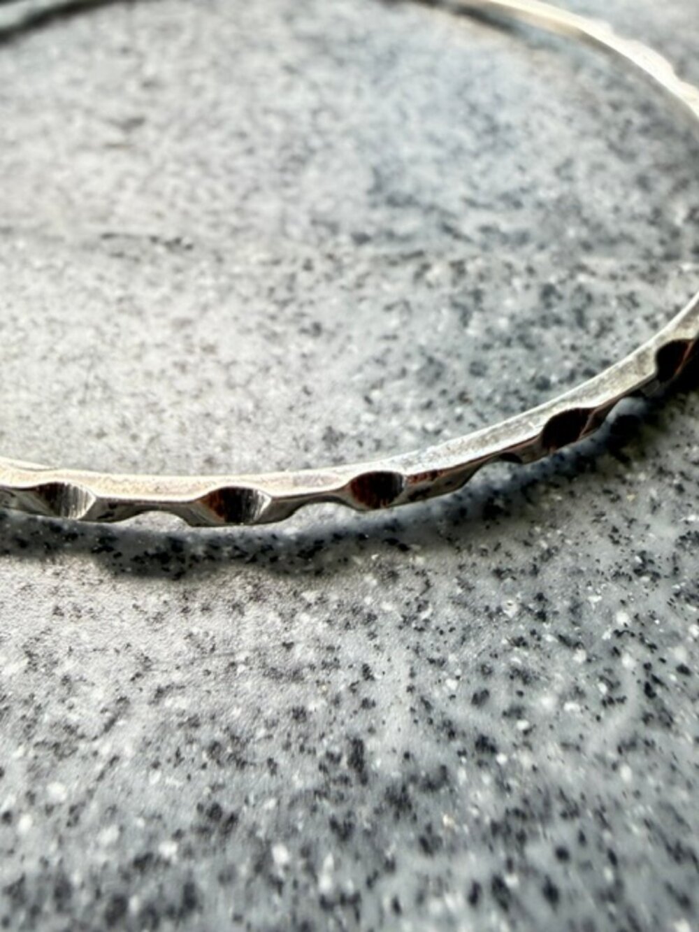 Vintage Mid-Century Taxco Mexican Sterling Silver Notched Bangle, Eagle 3 Mark